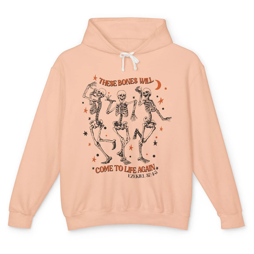 Dancing Skeleton Dry Bones Come Alive Bible Verse Christian Unisex Lightweight Hoodie