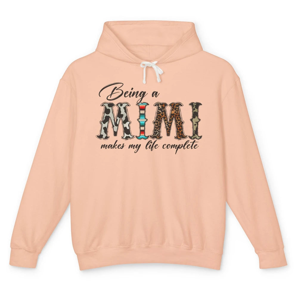 Leopard Being A Mimi Makes My Life Complete Grandma Western Unisex Lightweight Hoodie