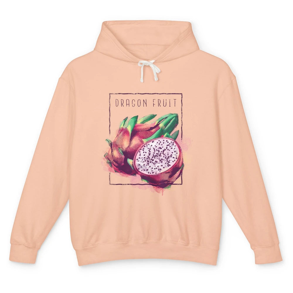 Watercolor Dragonfruit Tropical Paradise Summer Vegan Fruit Unisex Lightweight Hoodie