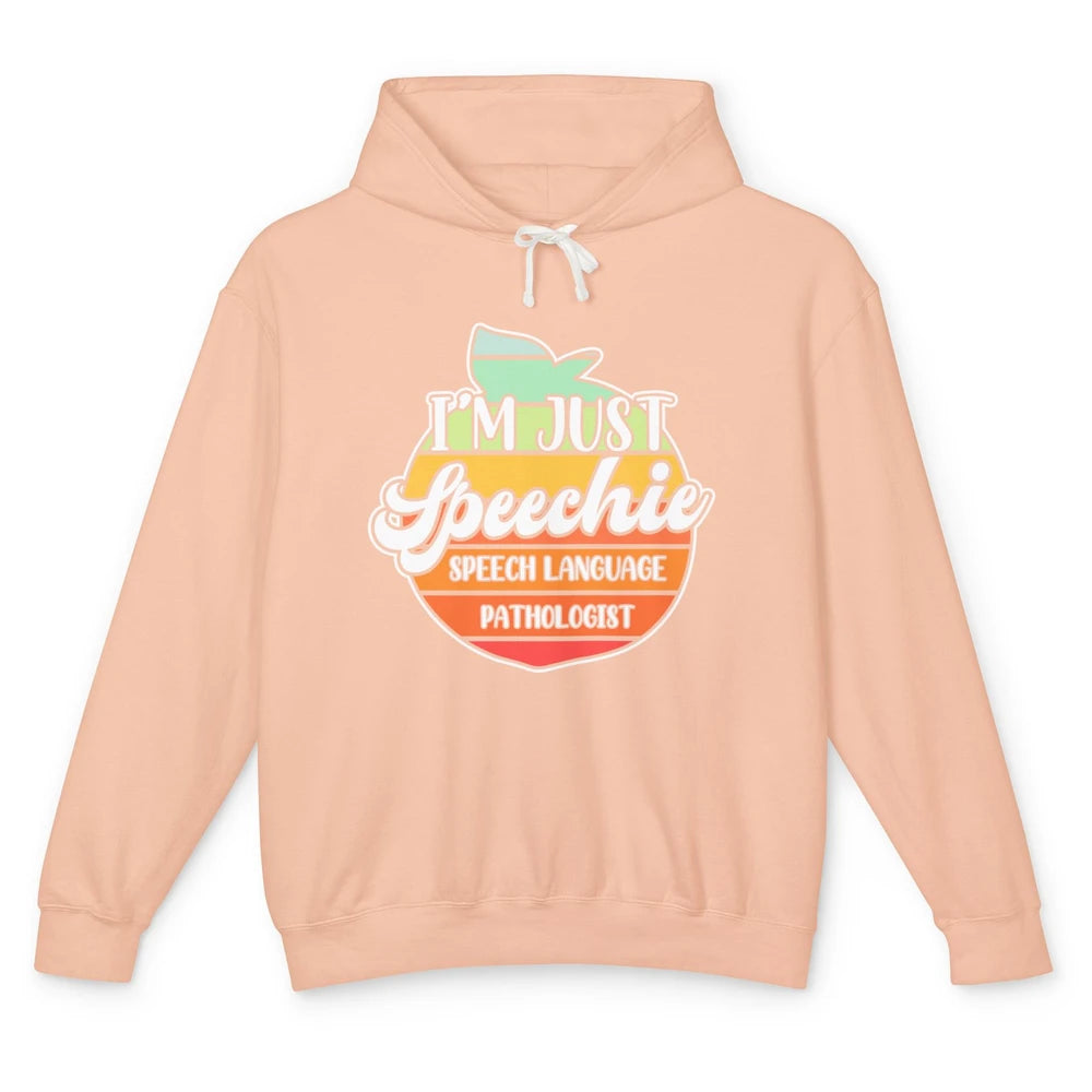 Just Speechie Peach Speech Language Pathologist Sped Retro Unisex Lightweight Hoodie