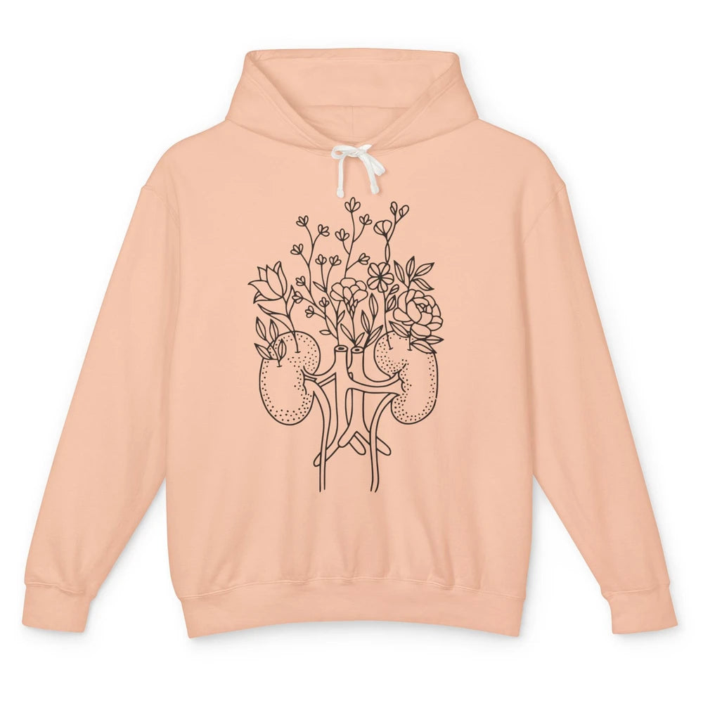 Floral Kidney Anatomy Two Kidneys Human Body Anatomy Unisex Lightweight Hoodie