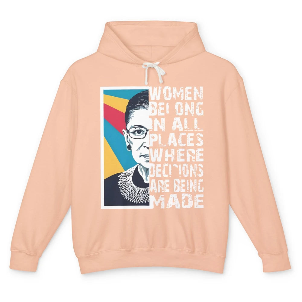 Women Rights Ruth Bader Ginsburg Feminism Support Girl Power Unisex Lightweight Hoodie