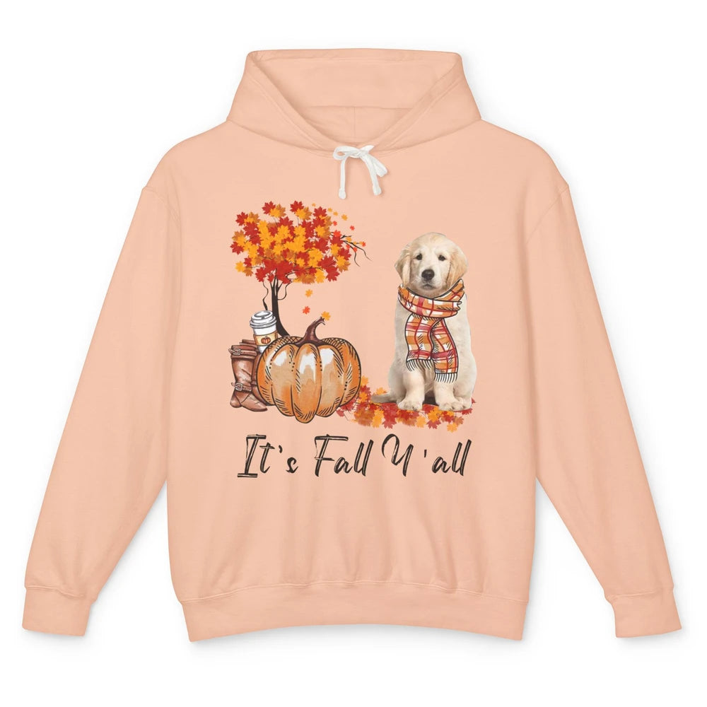 Golden Retriever Pumpkin Happy Fall Yall Autumn Thanksgiving Unisex Lightweight Hoodie