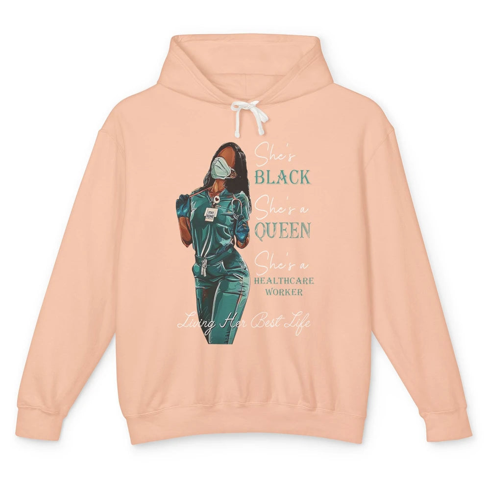 Black Healthcare Worker Proud Nurse Black Queen Pride Gift Unisex Lightweight Hoodie