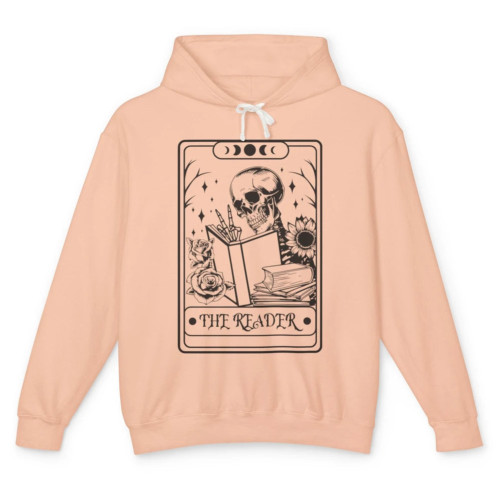 Retro Skeleton The Reader Tarot Card Halloween Romance Book Unisex Lightweight Hoodie