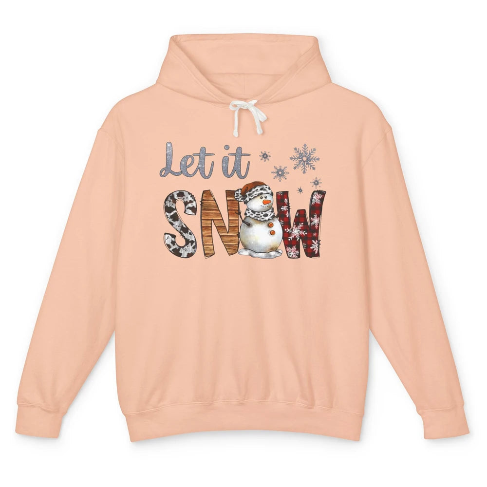 Leopard Snowman Let It Snow Snowflakes Western Christmas Unisex Lightweight Hoodie