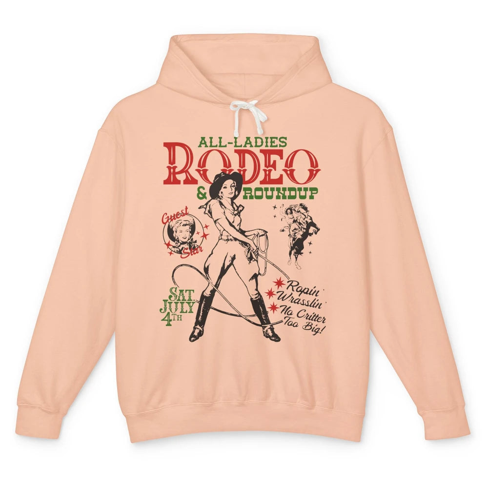 Retro Cowgirl All Ladies Roundup Western Country Rodeo Mom Unisex Lightweight Hoodie