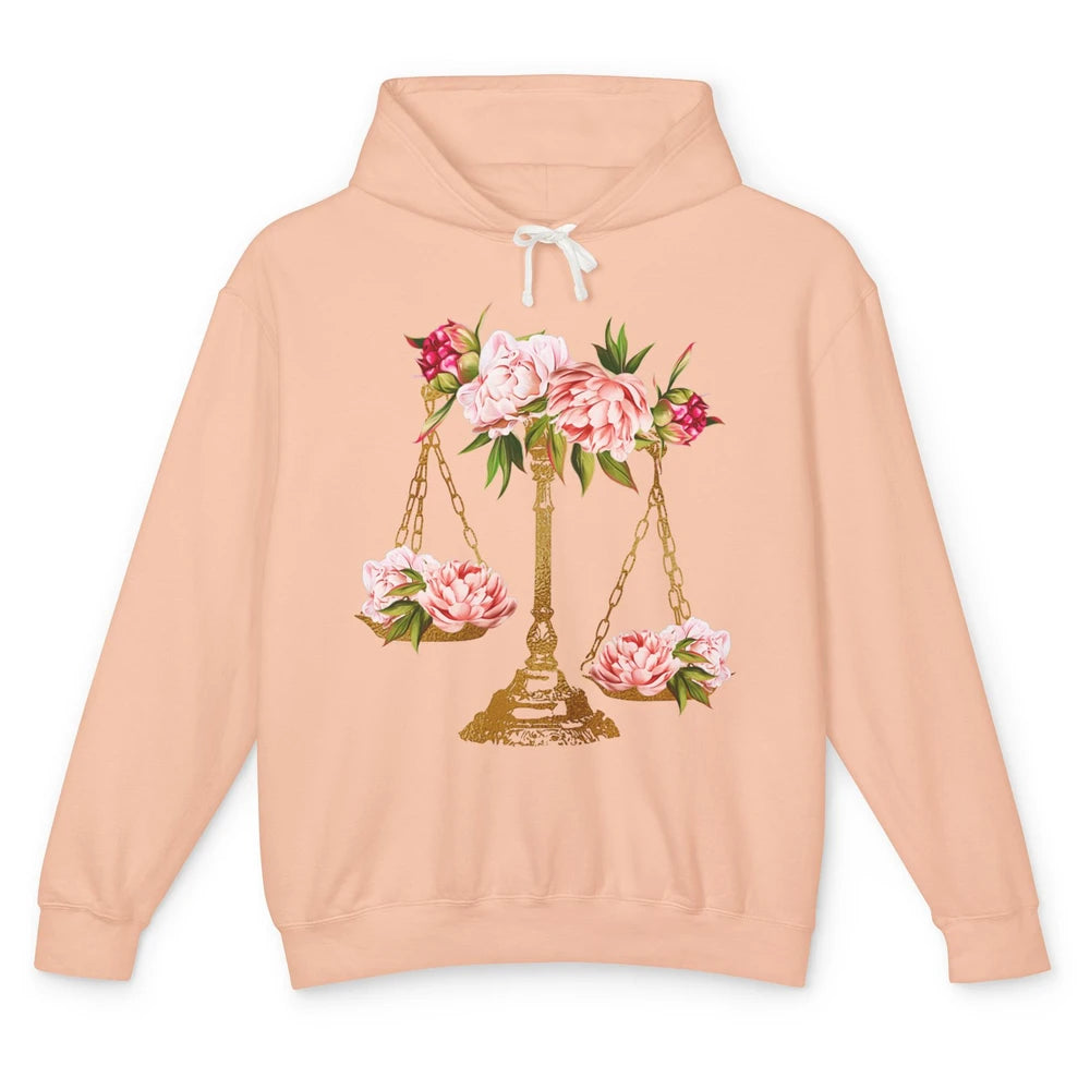 Wildflowers Lawyer Office Scales Decor Justice Law School Unisex Lightweight Hoodie