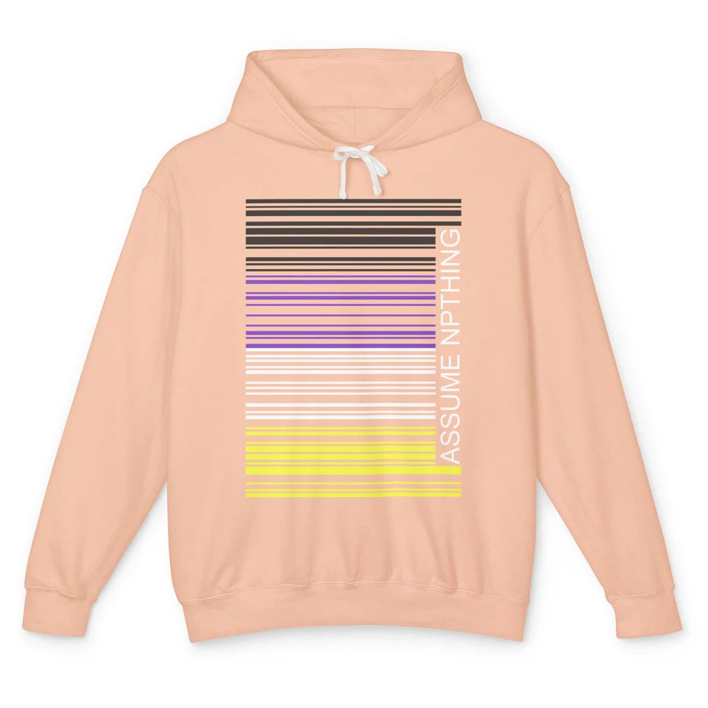 Assume Nothing Barcode Non Binary Genderqueer Pride Month Unisex Lightweight Hoodie