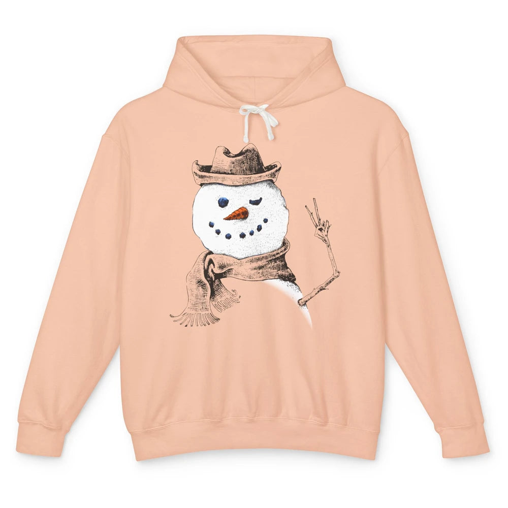 Snowman Peace Sign Christmas Snow Frosty Winter Xmas Gift Unisex Lightweight Hoodie