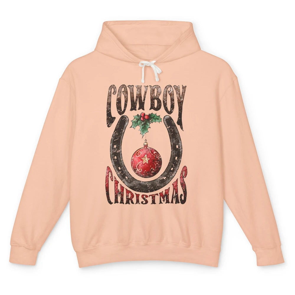 Christmas Cowboy Horseshoe Xmas Balls Western Christmas Unisex Lightweight Hoodie