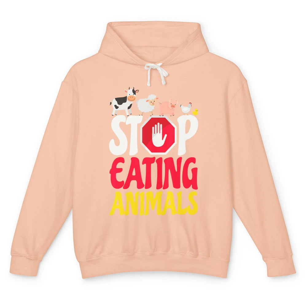 Stop Eating Animal Vegetable Minimal Vegan Healthy Lifestyle Unisex Lightweight Hoodie