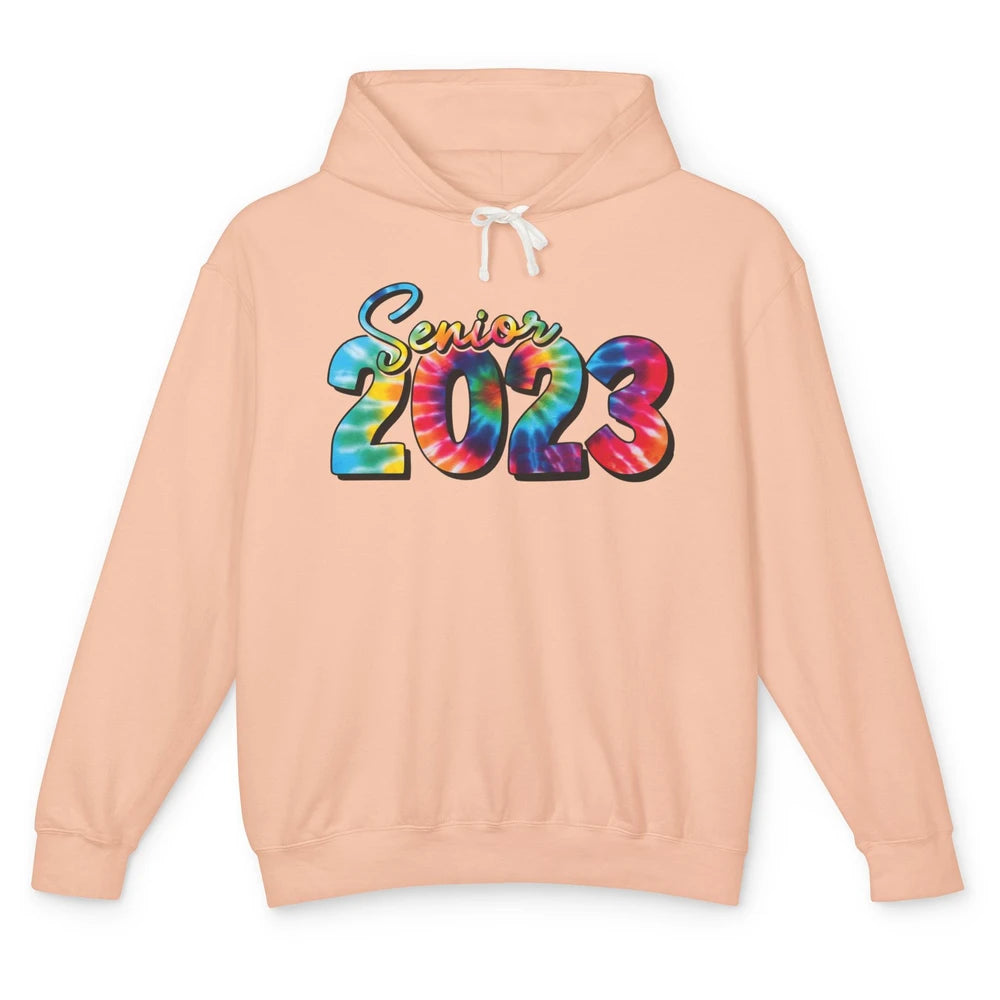 Tie Dye Senior 2023 Class Of 2023 Graduate Bachelor Hat Gift Unisex Lightweight Hoodie