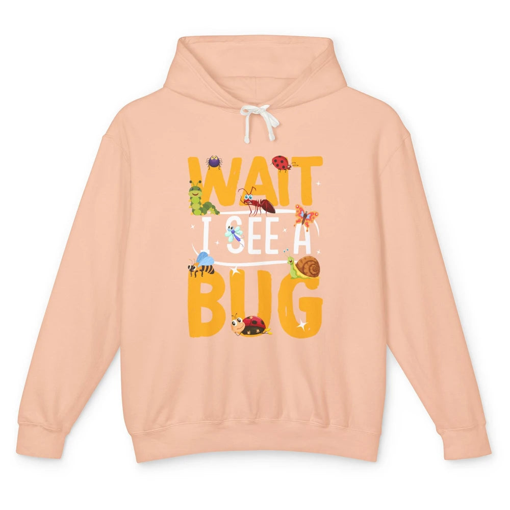 Wait I See A Bug Vintage Funny Insect Entomologist Insects Unisex Lightweight Hoodie