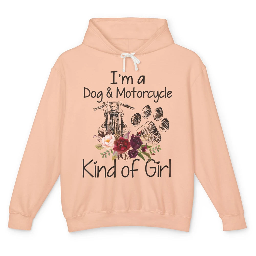 Retro Floral Motorbike I'm Dog Motorcycle Kinda Girl Dog Mom Unisex Lightweight Hoodie