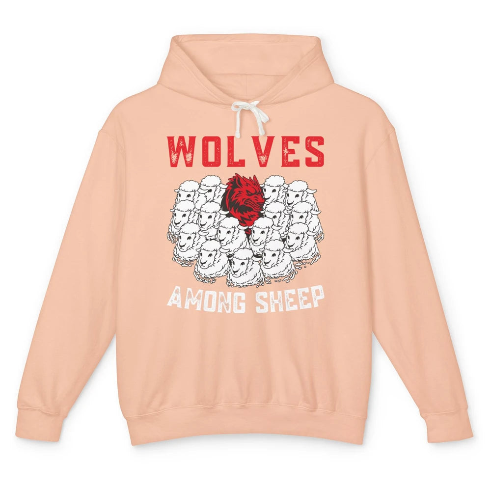 Funny Wolves Among Sheep Lamb Farm Animal Farming Country Unisex Lightweight Hoodie