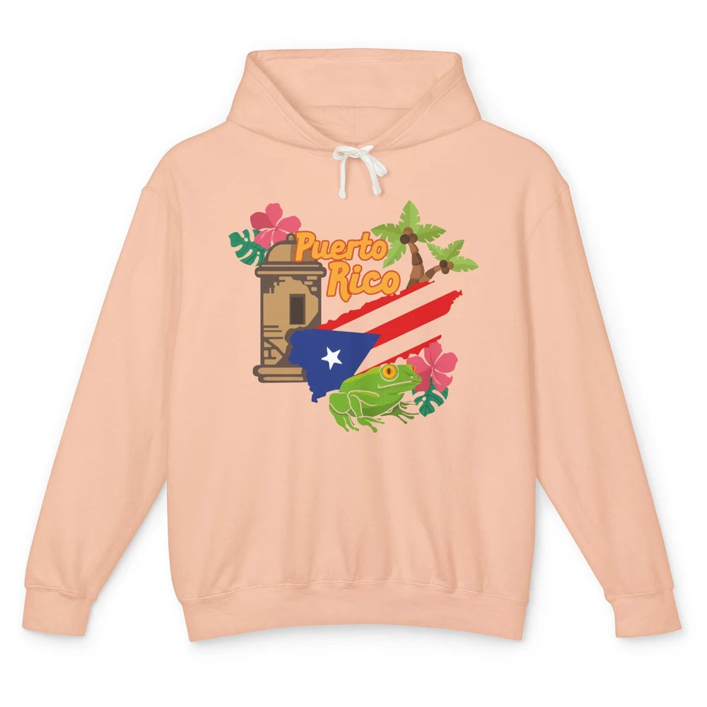 Leopard Flower Puerto Rico Flag Frog Summer Puerto Rican Unisex Lightweight Hoodie