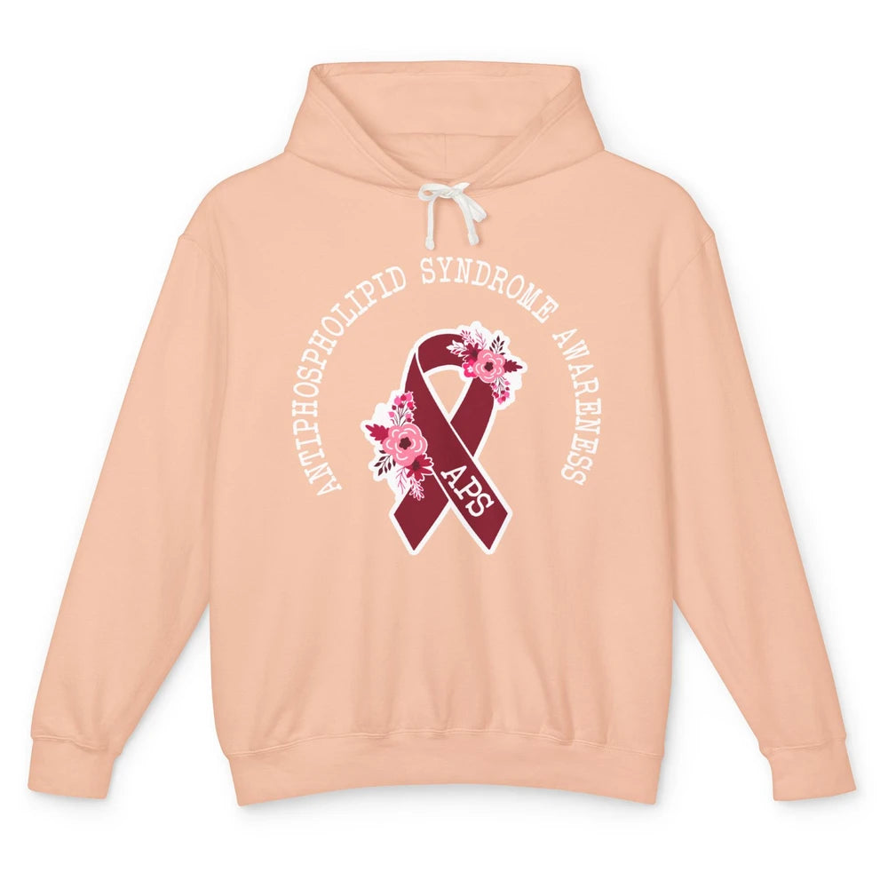 Antiphospholipid Syndrome Awareness APS Burgundy Ribbon Unisex Lightweight Hoodie