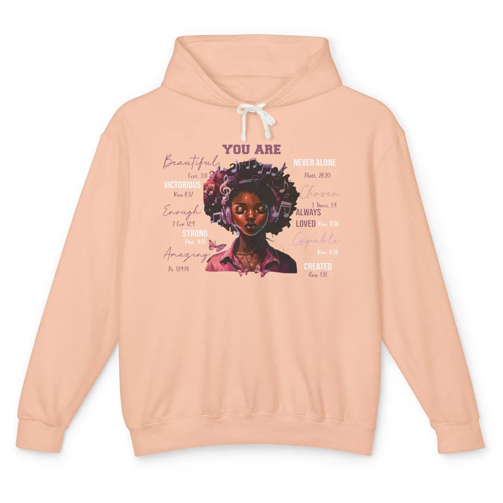 Black Girl Christian God Says I Am Bible Verse Religious Unisex Lightweight Hoodie