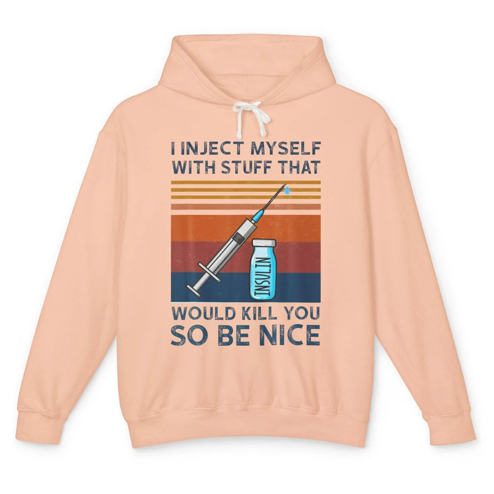 Funny Inject Myself With Stuff T1D Diabetes Awareness Month Unisex Lightweight Hoodie