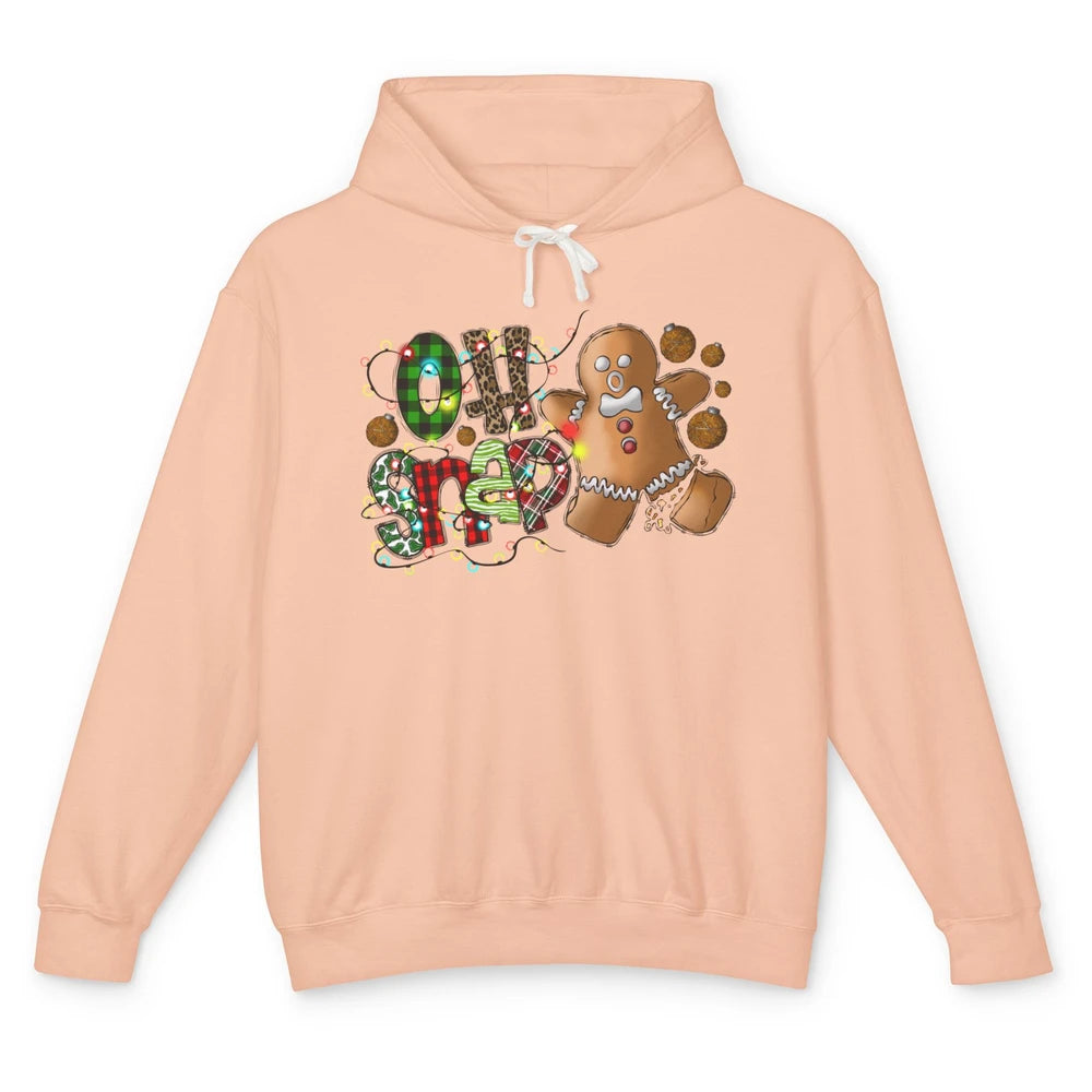 Funny Gingerbread Broken Oh Snap Western Christmas Leopard Unisex Lightweight Hoodie