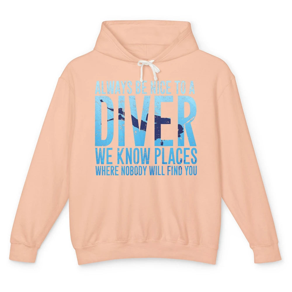 Scuba Diving Funny Saying Nice To Scuba Divers Retro Ocean Unisex Lightweight Hoodie