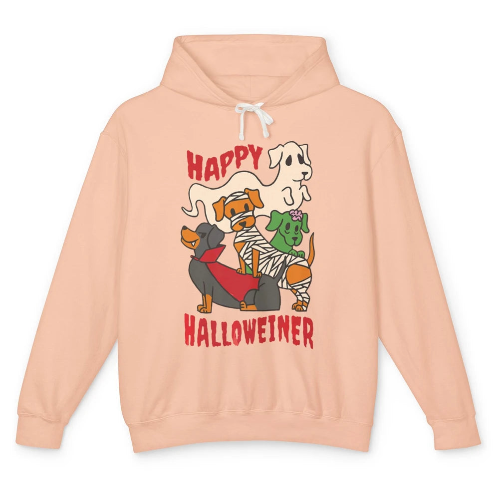 Groovy Dachshund Dog Skeleton Vampire Halloween Spooky Party Unisex Lightweight Hoodie