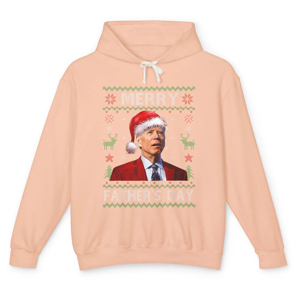 Funny Santa Hat Joe Biden Confused Ugly Christmas President Unisex Lightweight Hoodie