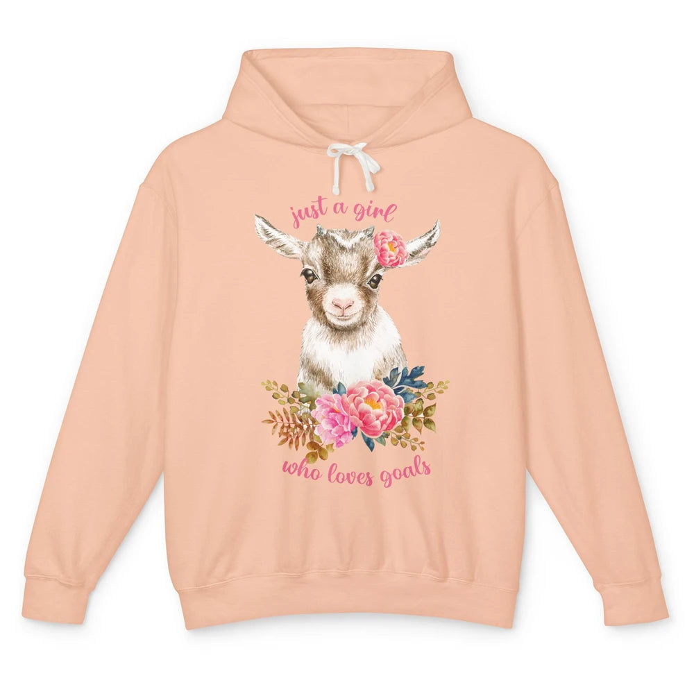 Floral Goat Mom Just A Girl Who Loves Goats Farmers Gift Unisex Lightweight Hoodie