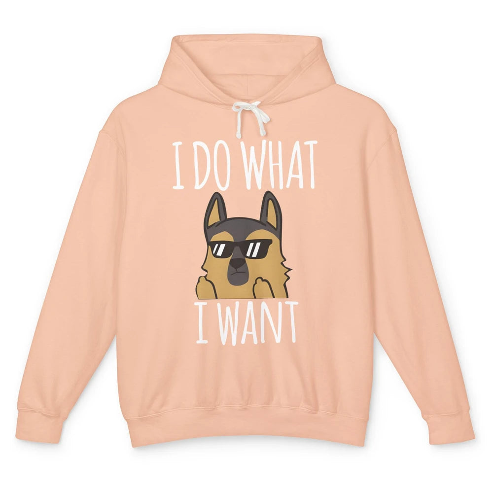 Naughty German Shepherd Glasses I Do What I Want Dog Mom Unisex Lightweight Hoodie