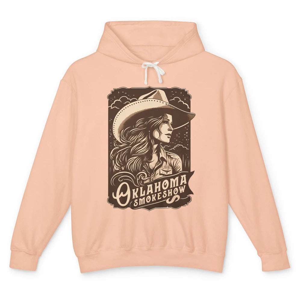 Retro Cowgirl Oklahoma Smokeshow Western Country Small Town Unisex Lightweight Hoodie