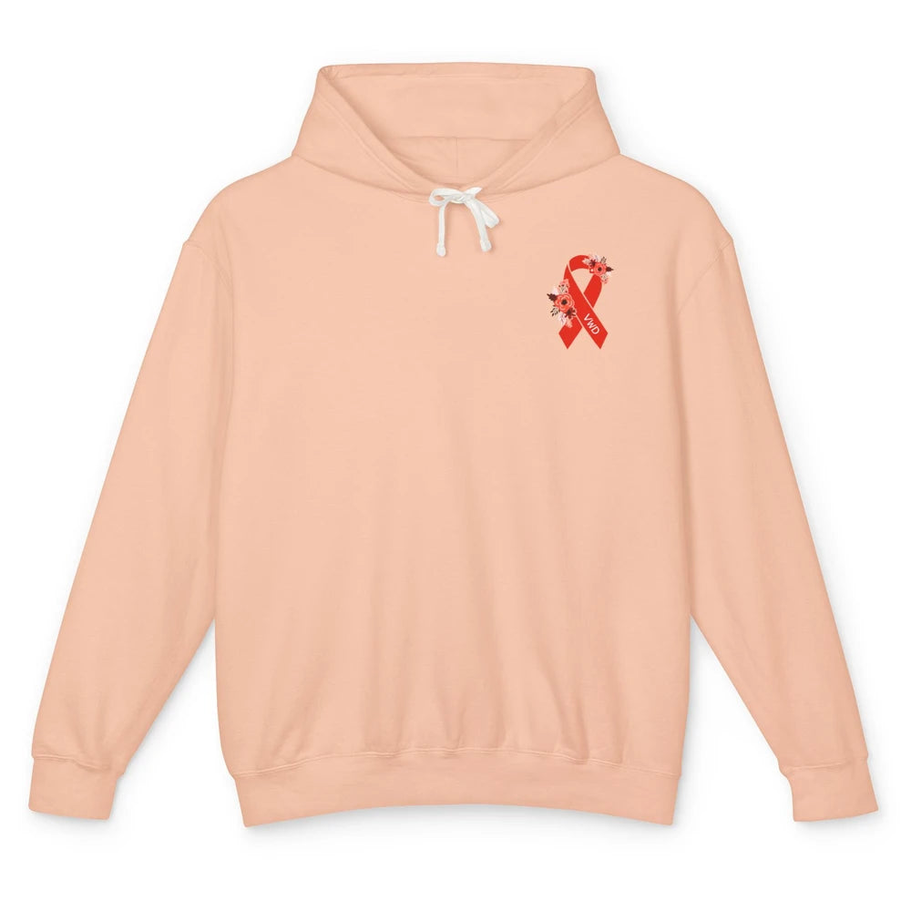 Von Willebrand Disease Awareness VWD Floral Red Ribbon Unisex Lightweight Hoodie