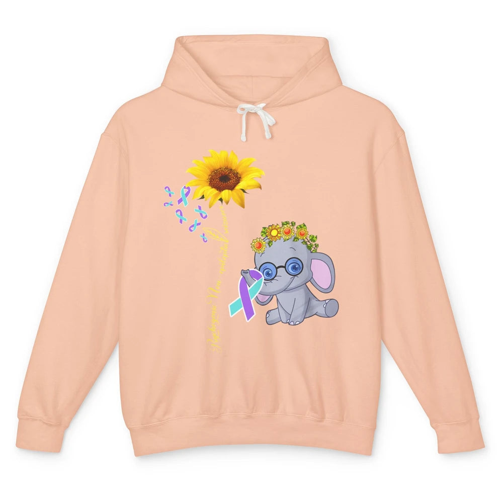 PNES Awareness Purple Teal Ribbon Sunflower Baby Elephant Unisex Lightweight Hoodie