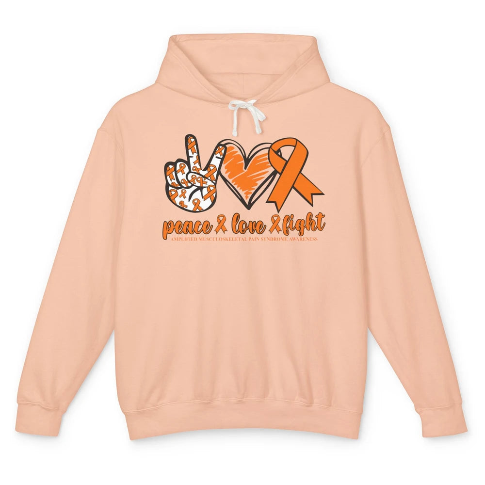 Amplified Musculoskeletal Pain Syndrome Peace Love Fight Unisex Lightweight Hoodie