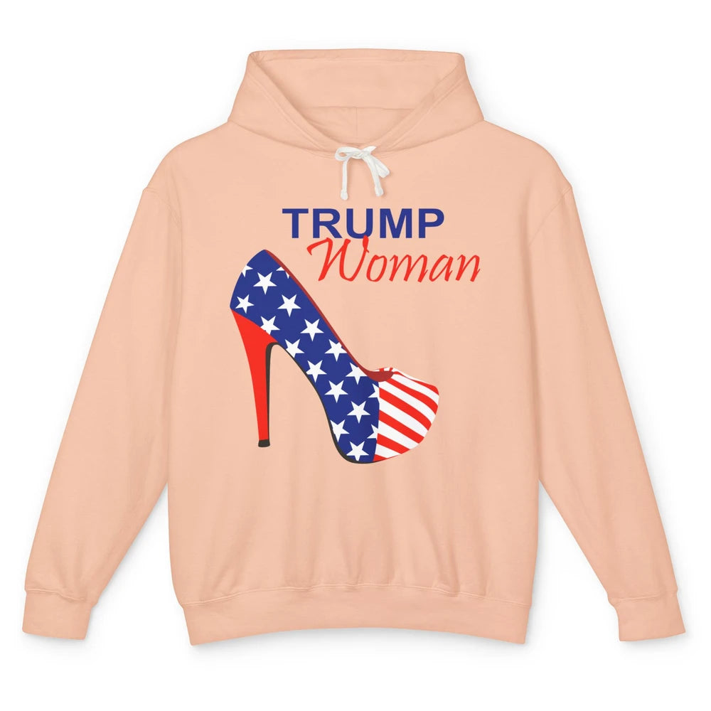 Trump Woman American Flag High Heel Republican Trump Support Unisex Lightweight Hoodie