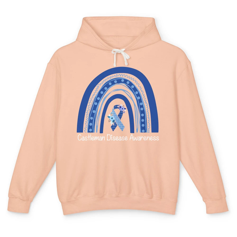 Castleman Disease Awareness Floral Blue Ribbon Rare Disease Unisex Lightweight Hoodie