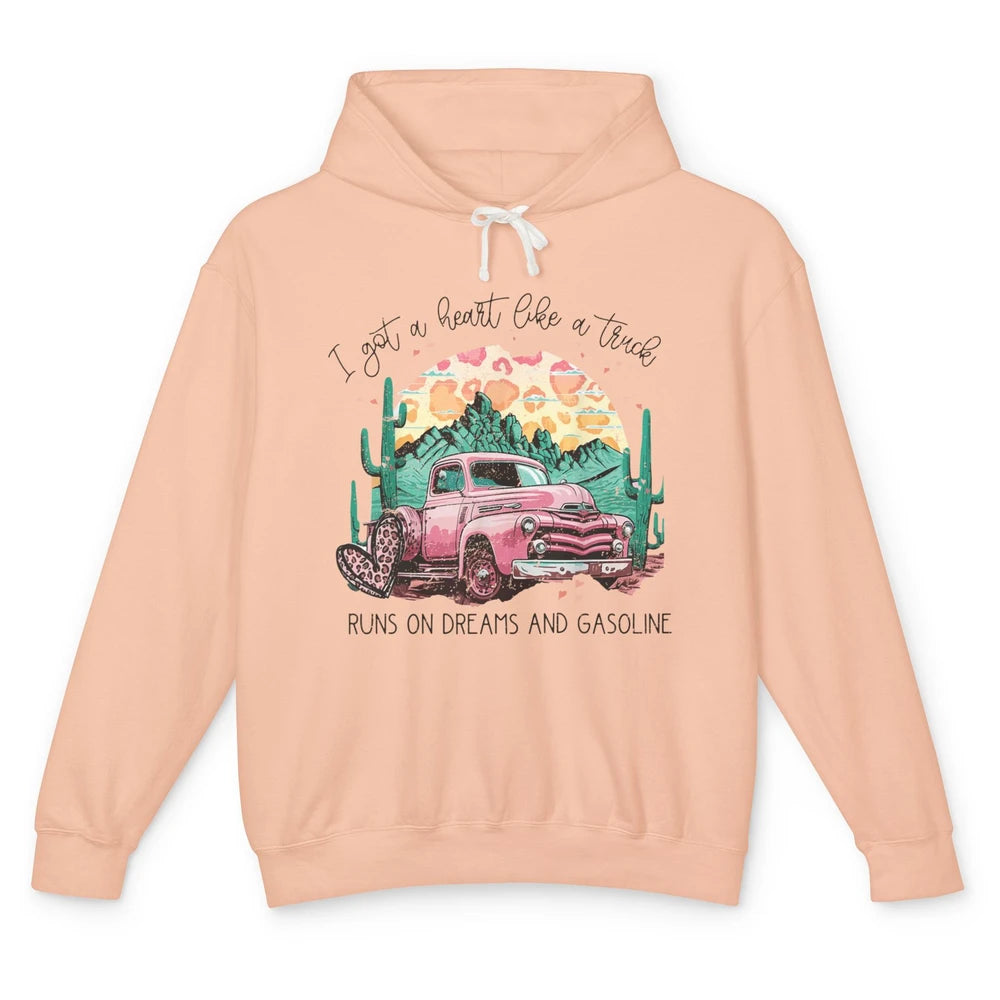 Retro Desert Truck Got A Heart Like A Truck Western Country Unisex Lightweight Hoodie