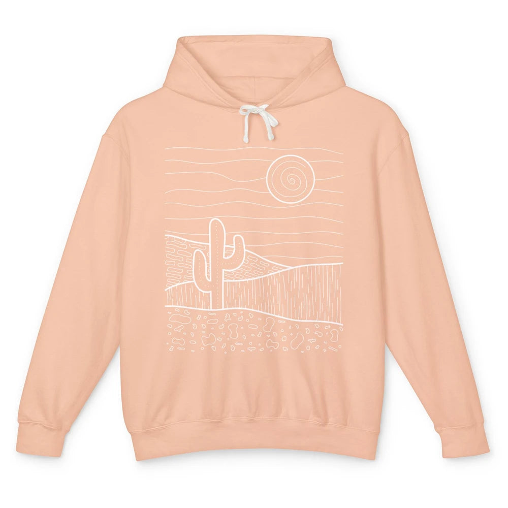 Abstract Desert Cactus Sunset Western Country Minimalist Unisex Lightweight Hoodie