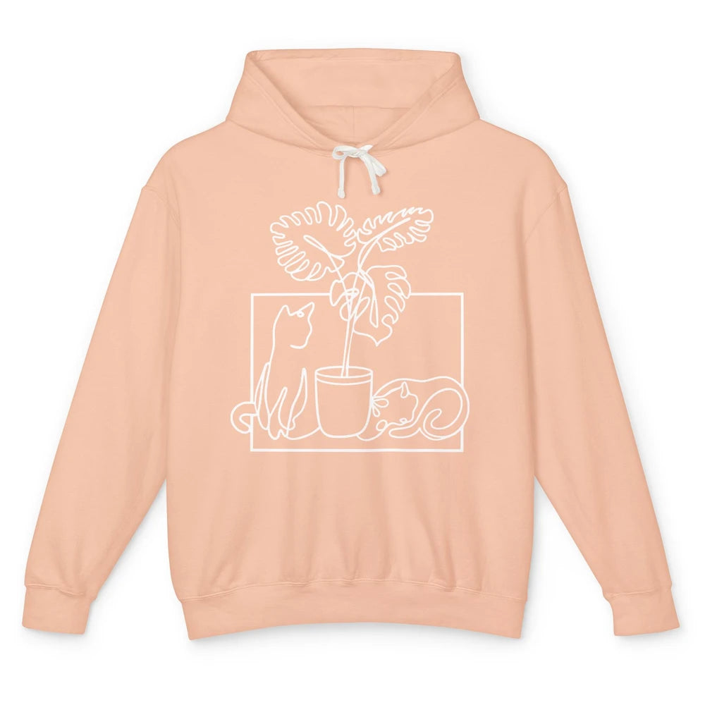 Cat Watering Plants Gardening Cat Lady Planting Cat Lovers Unisex Lightweight Hoodie