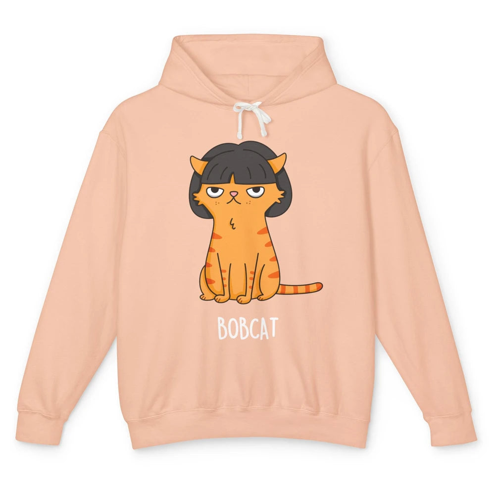 Funny Bobcat Orange Cat Short Hair Joke Sarcastic Kitten Pun Unisex Lightweight Hoodie