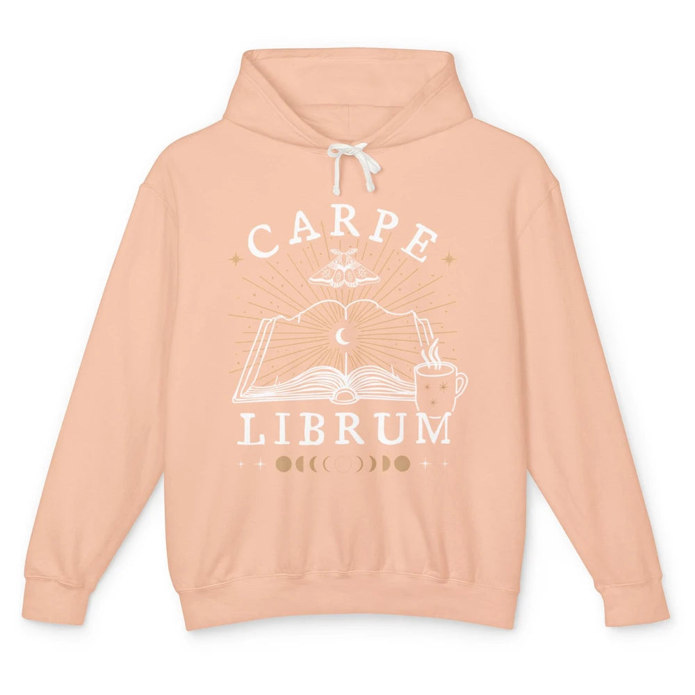 Carpe Librum Dark Academia Aesthetic Moth Book Witchy Gothic Unisex Lightweight Hoodie