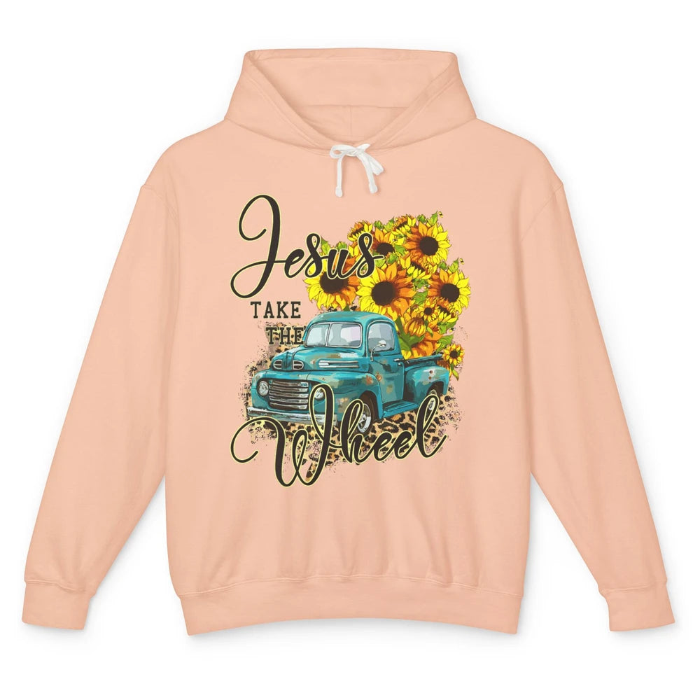 Sunflower Jesus Take The Wheel Christian Leopard God Bible Unisex Lightweight Hoodie