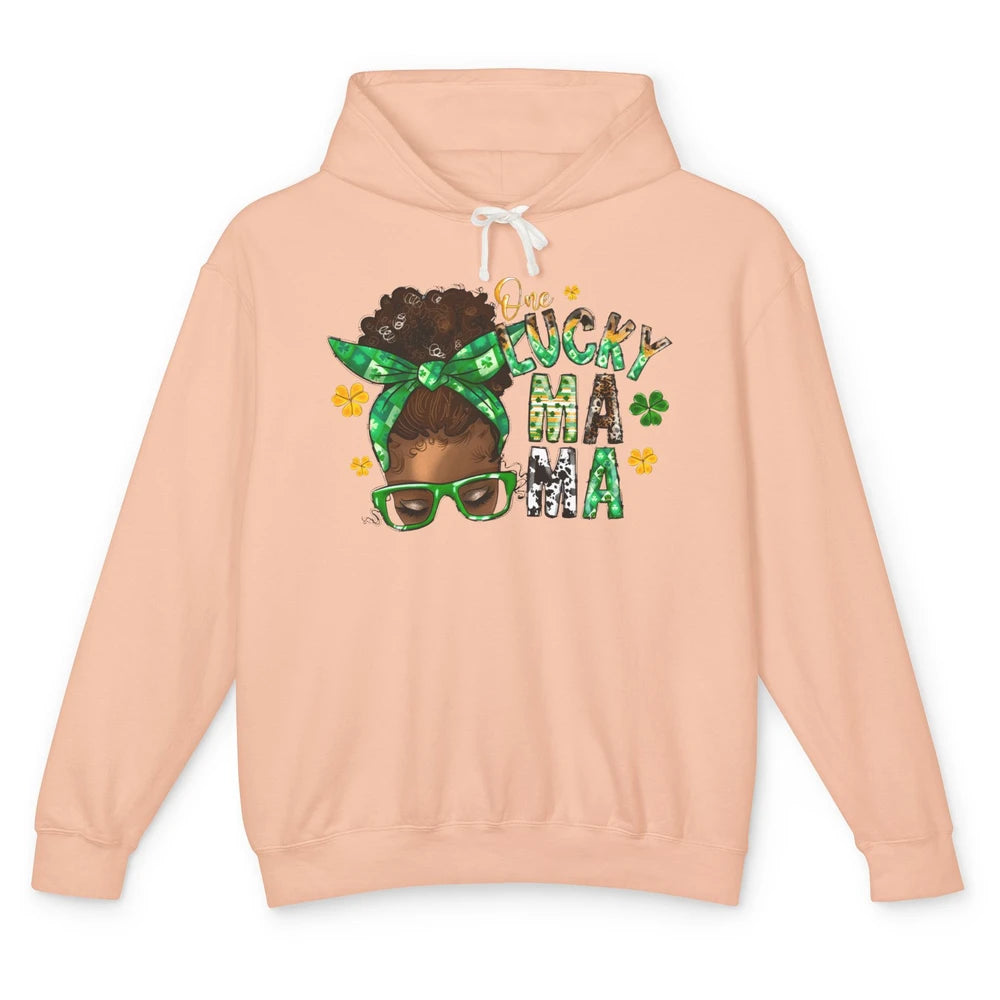 One Lucky Mama Afro Mom St Patrick's Day Black Mother Gift Unisex Lightweight Hoodie