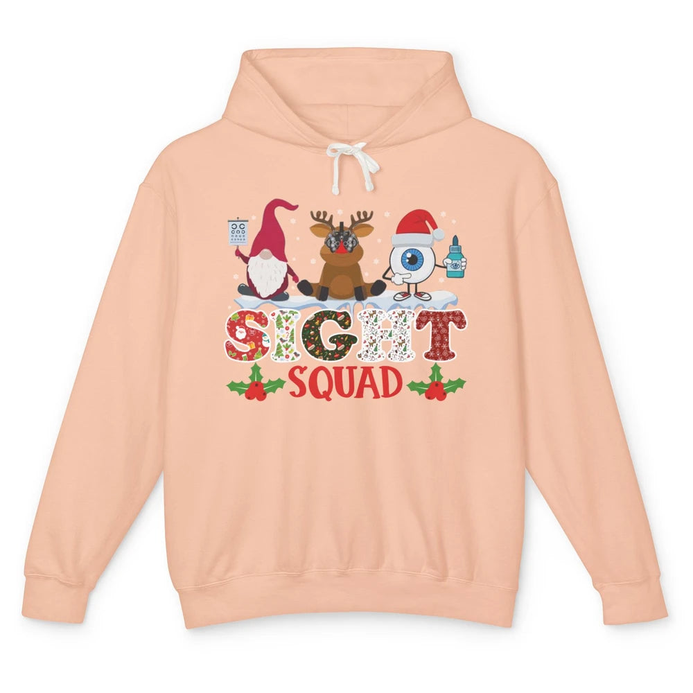 Optometrist Sight Squad Gnome Reindeer Optician Christmas Unisex Lightweight Hoodie