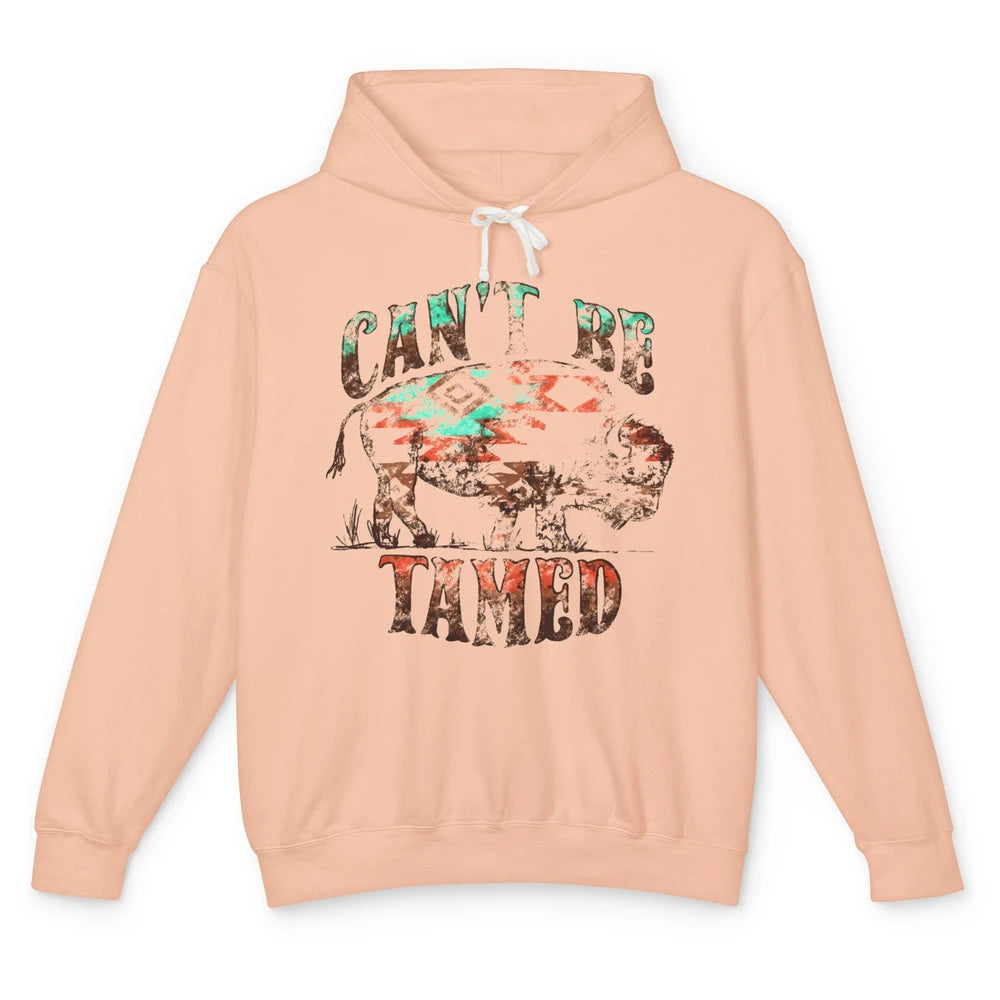 Retro Buffalo Aztec Can't Be Tamed Western Country Highland Unisex Lightweight Hoodie