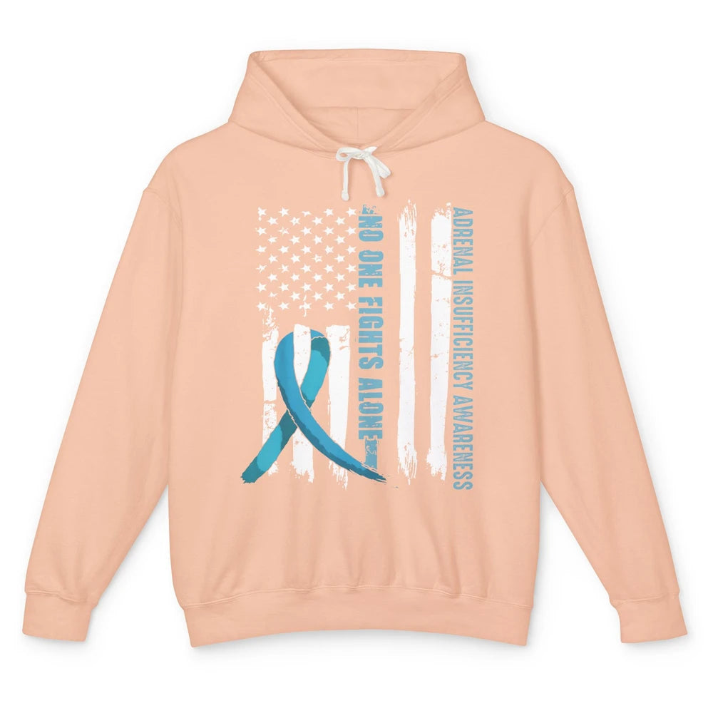 Adrenal Insufficiency Awareness No One Fight Alone US Flag Unisex Lightweight Hoodie