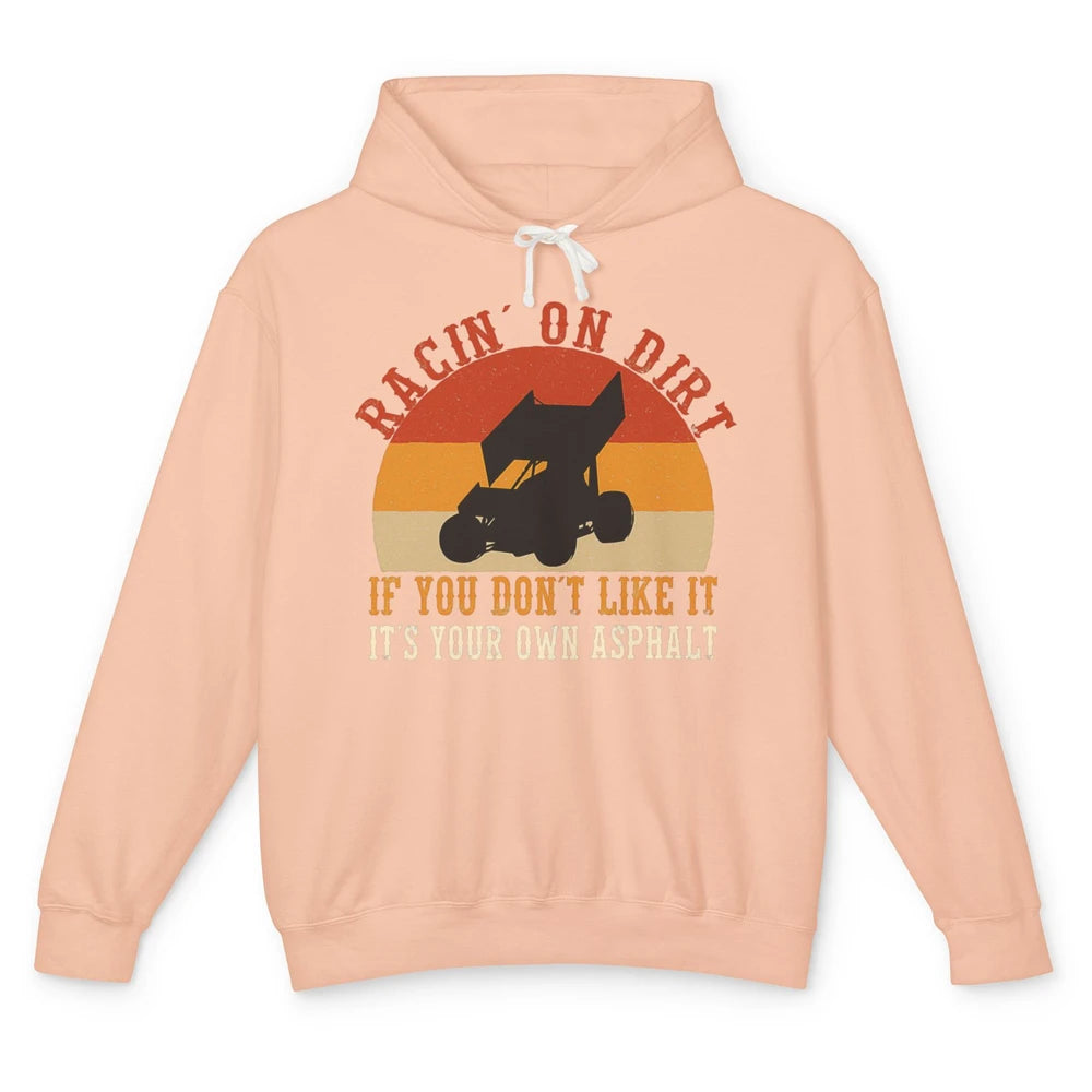 Racing On Dirt Truck Sprint Car Retro Race Track Vintage Unisex Lightweight Hoodie