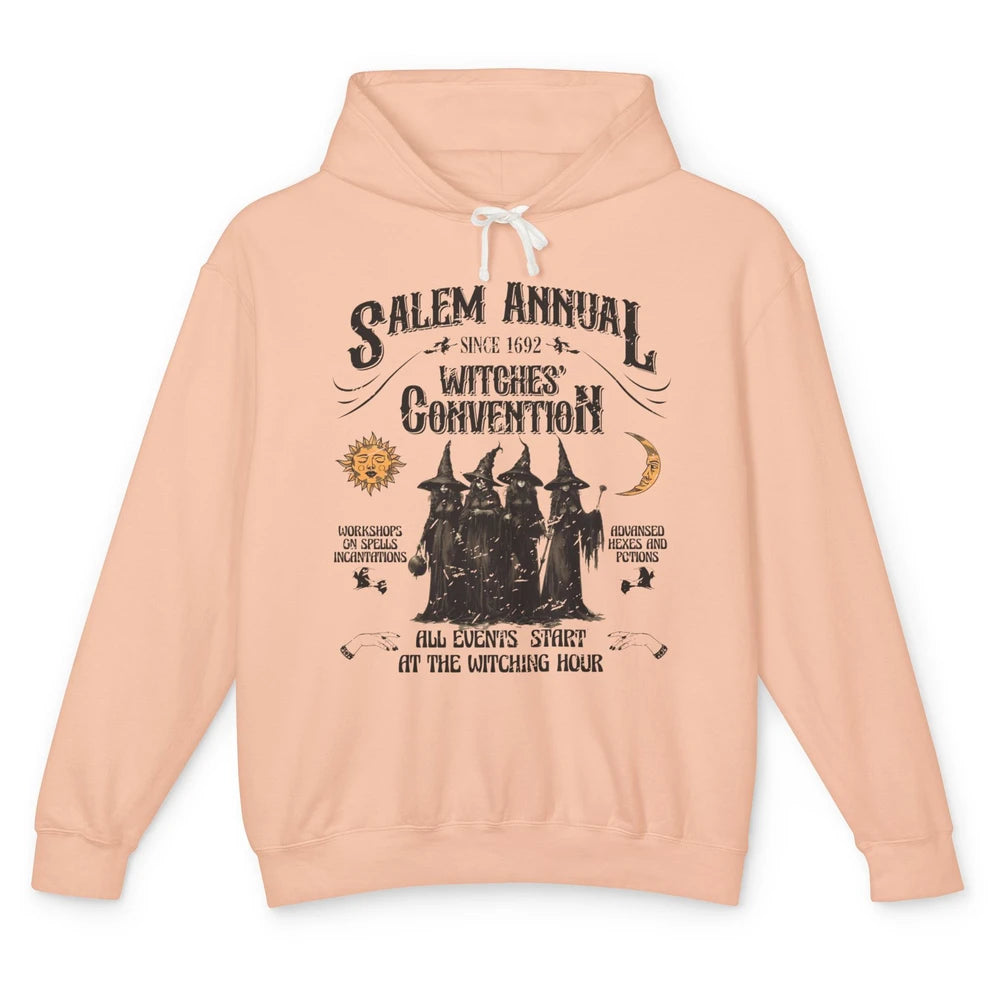 Retro Salem Annual Witches Convention Halloween Witch Magic Unisex Lightweight Hoodie