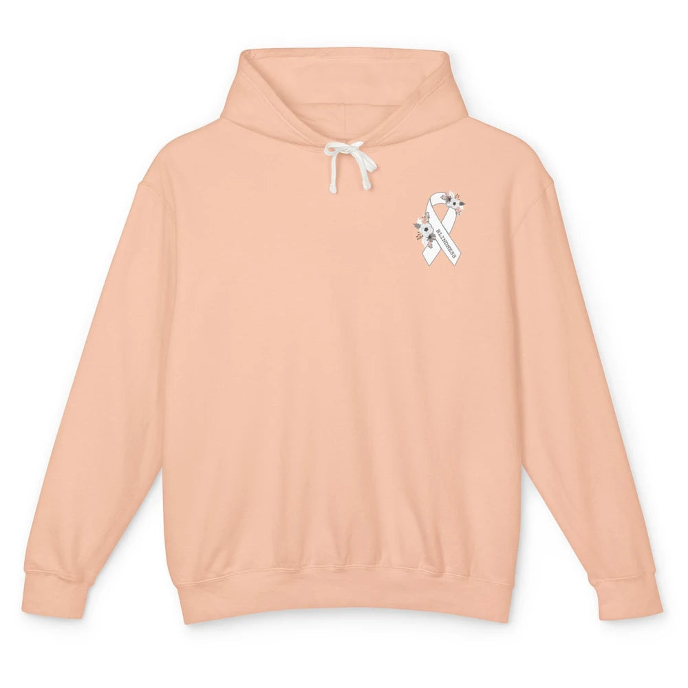 Blindness Awareness Floral White Gray Ribbon Blind Support Unisex Lightweight Hoodie