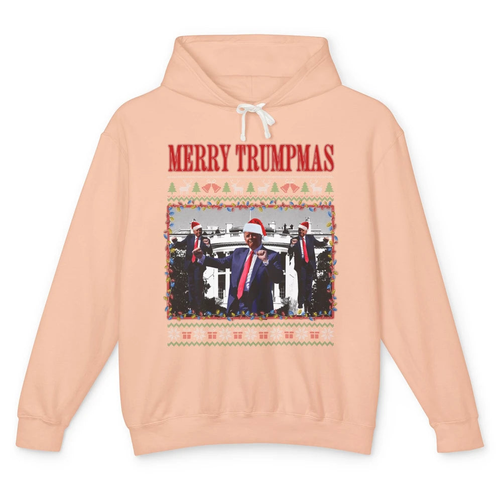 Funny Merry Trumpmas Christmas Donald Trump Santa Family Xmas President Republican Political Ugly Unisex Lightweight Hoodie